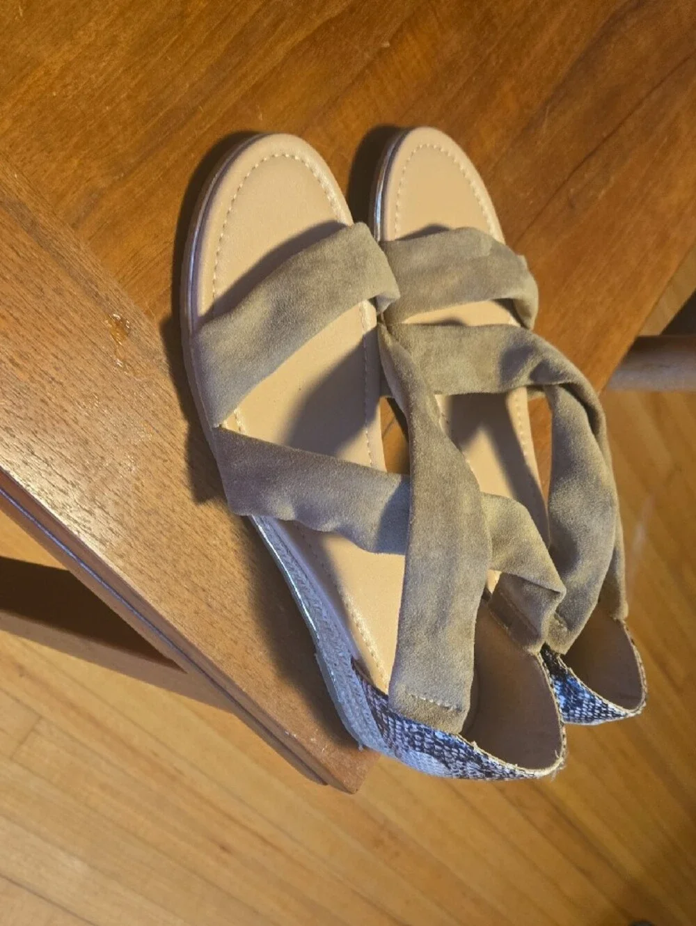 Taupe Crisscross Espadrille Wedge Sandals - Women's Size 10